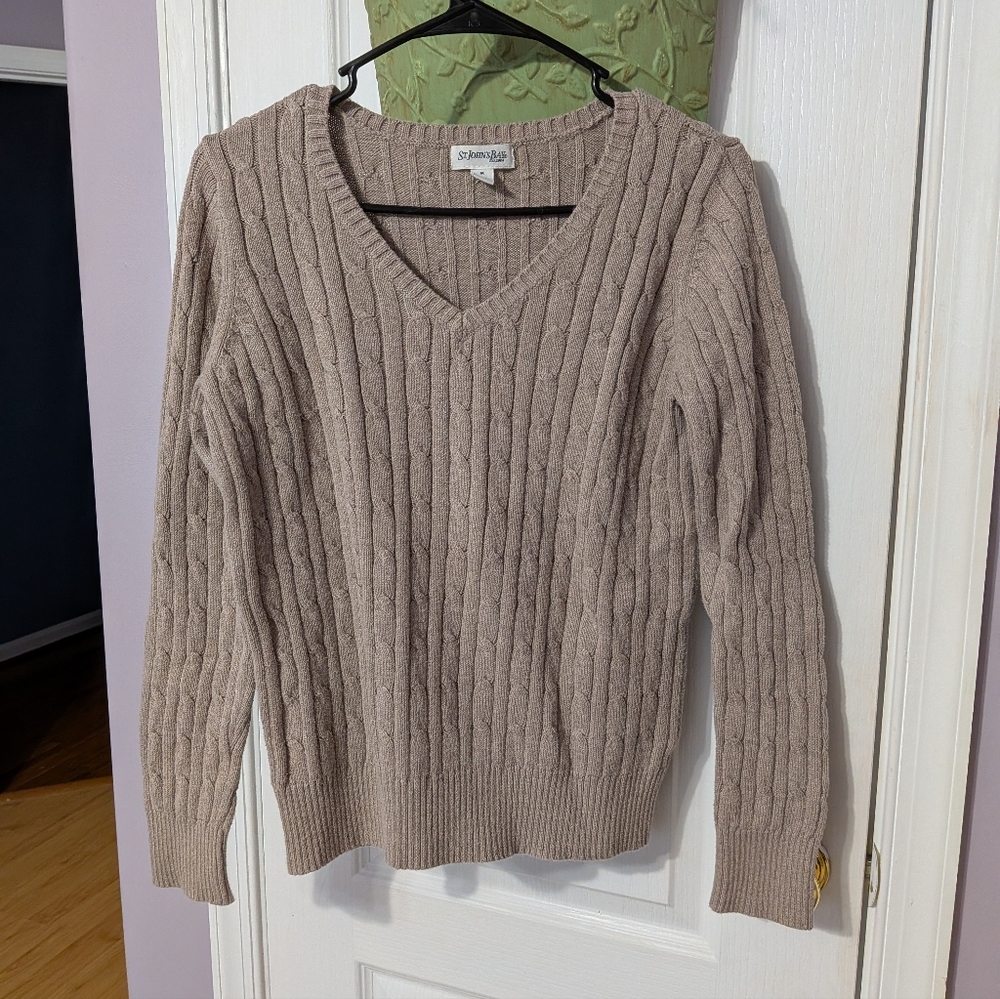 St. John's Bay V-Neck Sweater - Taupe
